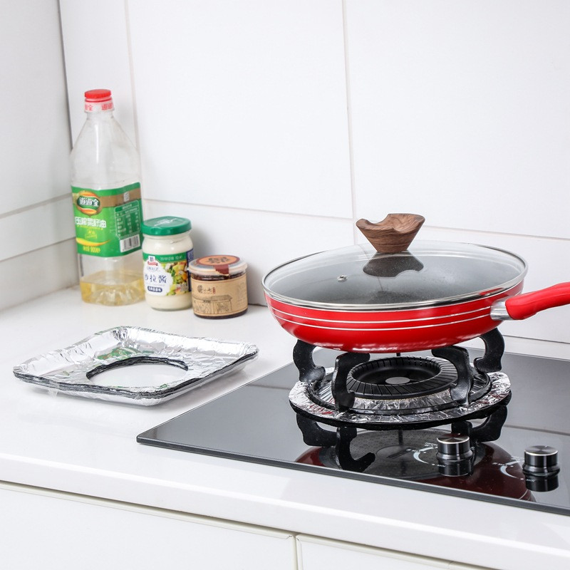 10 vnt Virtuvės alyvai atsparios viryklės degiklis Vienkartinės aliuminio folijos valymo padėklų dangteliai Dujinės orkaitės Dujinės viryklės įdėklai Virtuvės priedai