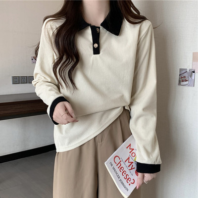 Bluză casual cu guler clasic, cu nasturi, pentru femei