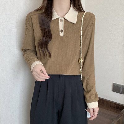 Bluză casual cu guler clasic, cu nasturi, pentru femei