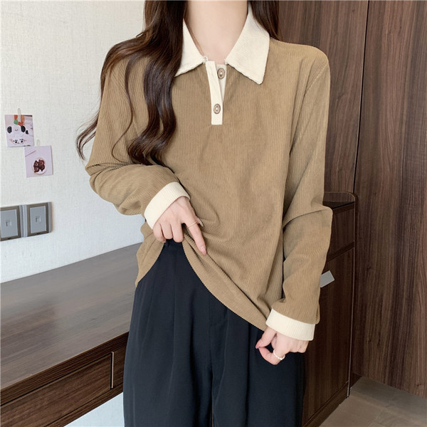 Bluză casual cu guler clasic, cu nasturi, pentru femei