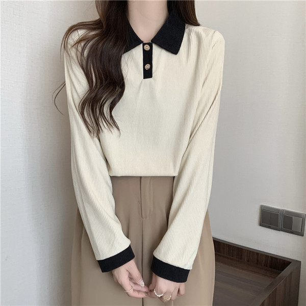 Bluză casual cu guler clasic, cu nasturi, pentru femei