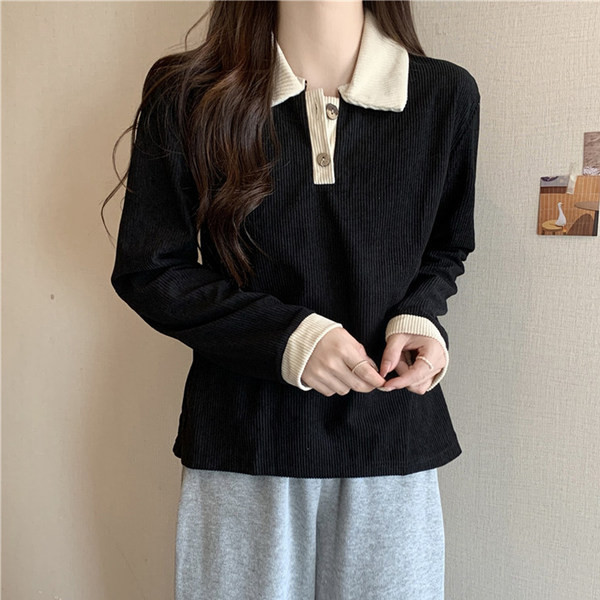 Bluză casual cu guler clasic, cu nasturi, pentru femei