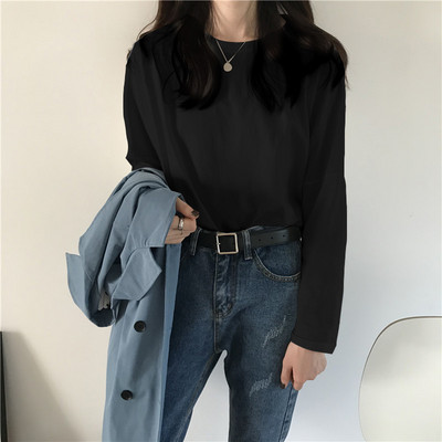 Bluză de damă de primăvară-toamnă cu decolteu rotund