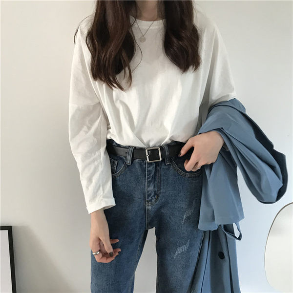 Bluză de damă de primăvară-toamnă cu decolteu rotund