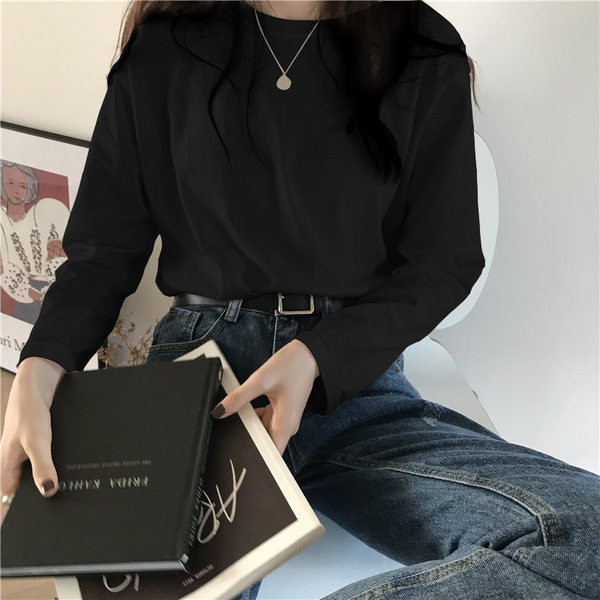 Bluză de damă de primăvară-toamnă cu decolteu rotund