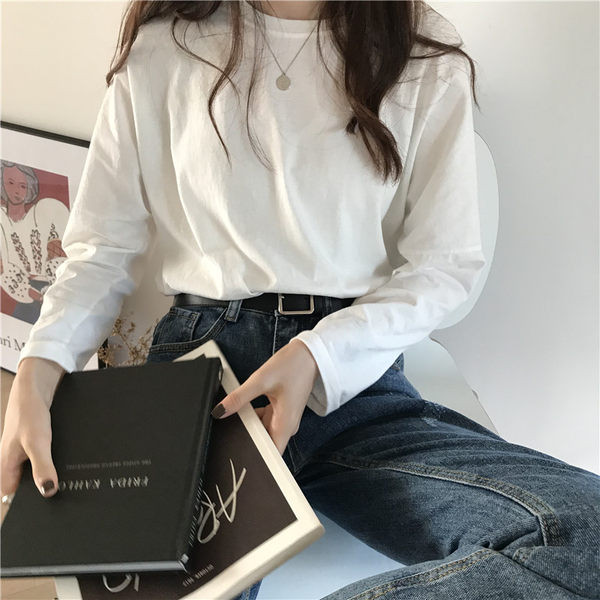 Bluză de damă de primăvară-toamnă cu decolteu rotund