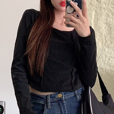 Bluză casual de damă - cu mâneci lungi și decolteu oval