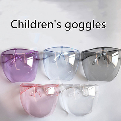 Моден прозрачен щит за цялото лице Цветен/прозрачен щит Козирка Слънчеви очила PC Рамка против мазнина и замъгляване Щит за очила Деца