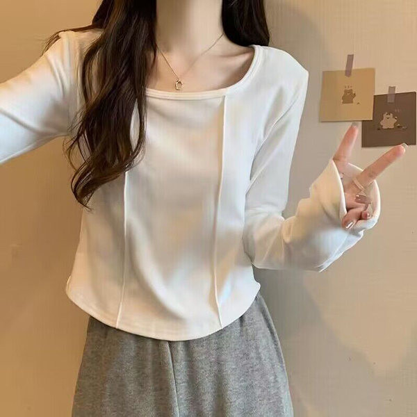 Bluză casual de damă - cu decolteu pătrat