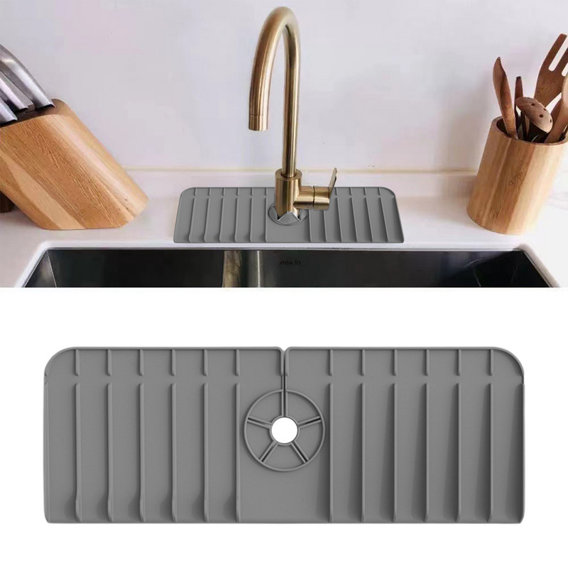 Baterie de bucătărie Covoraș absorbant Chiuvetă din silicon Protecție împotriva stropilor Chiuveta de baie Tavă de captare a picăturilor pentru obiecte de bucătărie de blat