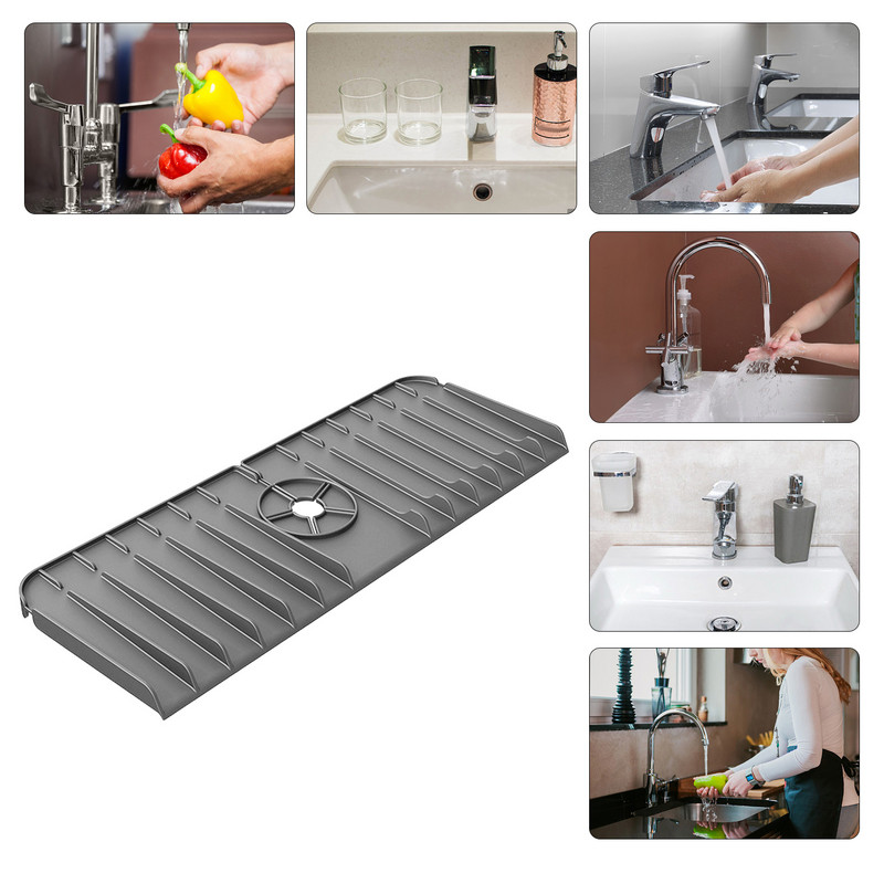 Baterie de bucătărie Covoraș absorbant Chiuvetă din silicon Protecție împotriva stropilor Chiuveta de baie Tavă de captare a picăturilor pentru obiecte de bucătărie de blat