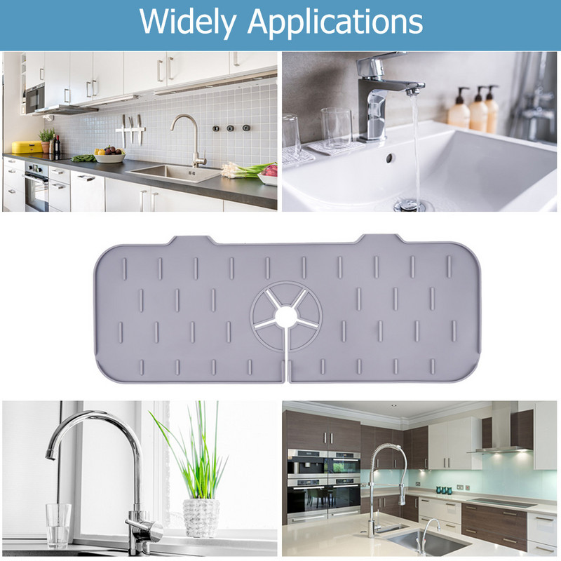 Νεροχύτης Drain Mat σιλικόνης Baucet Splash Guard Water Catcher Mat Προστατευτικό πάγκου για στέγνωμα νερού Αξεσουάρ κουζίνας μπάνιου