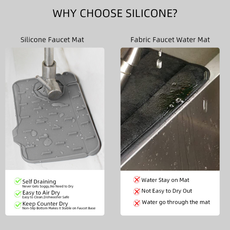 Covoraș pentru robinet din silicon Mâner pentru robinet de bucătărie Tavă pentru colector de picături Covorașe pentru robinete cu utilizare dublă Covoraș Tampă de scurgere a apei Apărător împotriva stropilor pentru chiuvetă