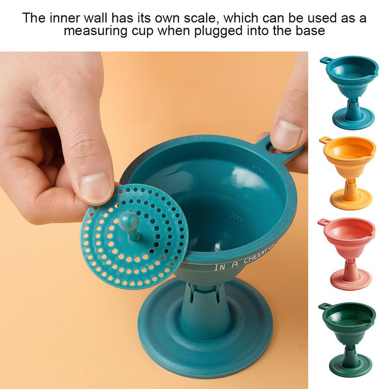 Reguleeritav silikoonist köögiõli lehter moosilehter Plastikust kokkupandav teleskooplehter, täites laia suuga lehter