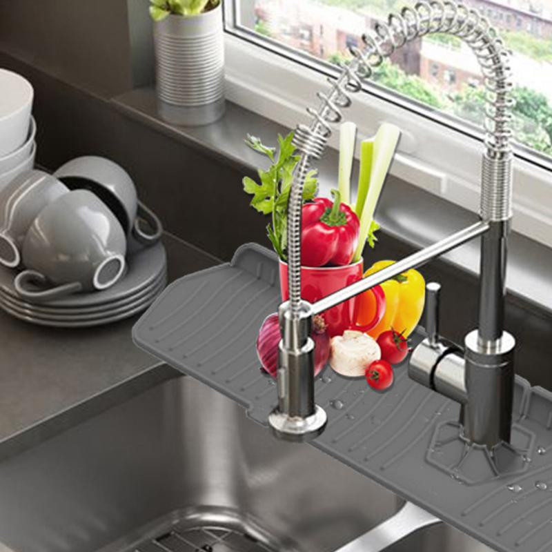 Silikono kriauklės purslų apsauga Silikoninė kriauklės purslų apsauga vandens surinkimo maišytuvas Silikoninis kriauklės maišytuvo kilimėlis virtuvės kriauklės purslams