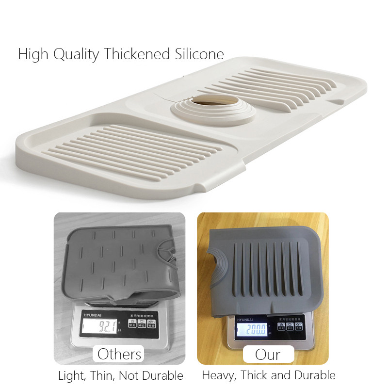 Storas silikoninis maišytuvo kilimėlis kriauklės laikymo kilimėlis virtuvės vonios maišytuvas Apsauga nuo purslų gaudyklės kanalizacijos džiovinimo organizatoriaus kilimėlis