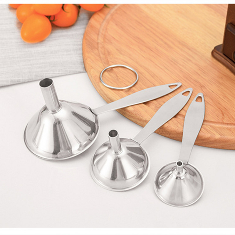 Χωνί 3 τεμαχίων από ανοξείδωτο χάλυβα Μίνι χοάνη λαδιού ξίδι κρασιού μπαχαρικό πλήρωσης σάλτσας διαρροής Αξεσουάρ κουζίνας οικιακής διαρροής λαδιού