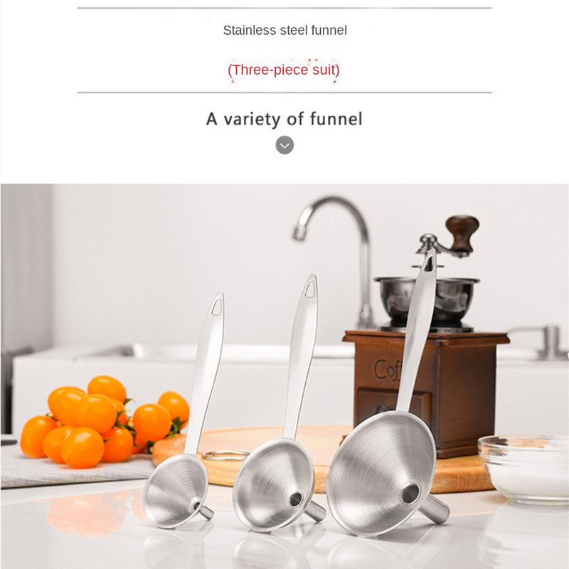 Χωνί 3 τεμαχίων από ανοξείδωτο χάλυβα Μίνι χοάνη λαδιού ξίδι κρασιού μπαχαρικό πλήρωσης σάλτσας διαρροής Αξεσουάρ κουζίνας οικιακής διαρροής λαδιού