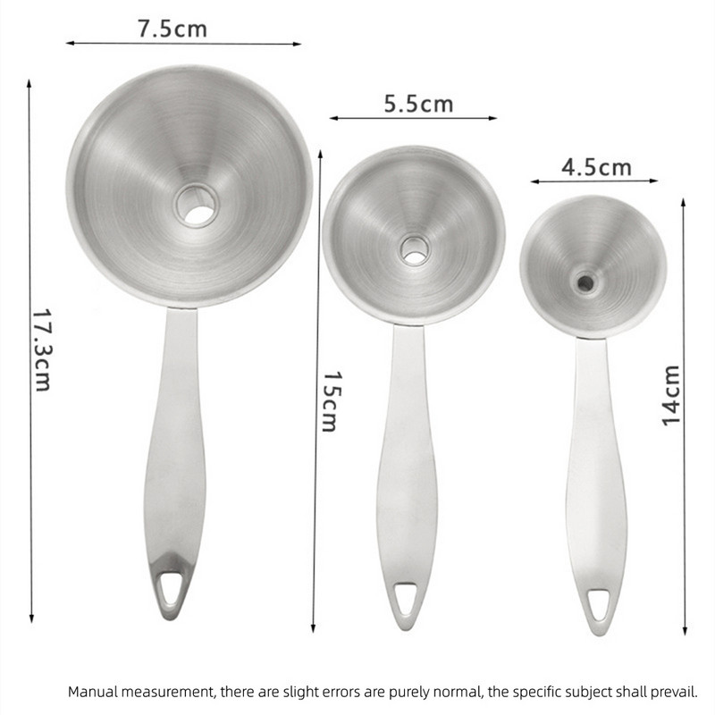 Χωνί 3 τεμαχίων από ανοξείδωτο χάλυβα Μίνι χοάνη λαδιού ξίδι κρασιού μπαχαρικό πλήρωσης σάλτσας διαρροής Αξεσουάρ κουζίνας οικιακής διαρροής λαδιού