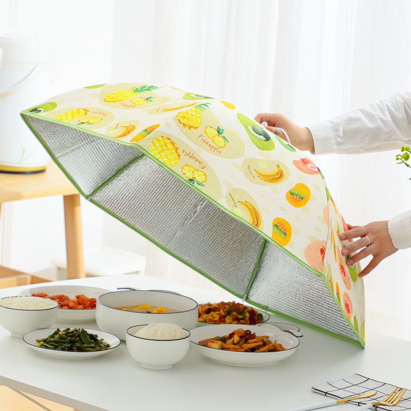 Πτυσσόμενο κάλυμμα τροφίμων Δίσκος αποστράγγισης Κάλυμμα συντήρησης θερμότητας Κάλυμμα αποθήκευσης κουζίνας Μονωτικό κάλυμμα πιάτων Αποτροπή σκόνης Ράφι αποθήκευσης