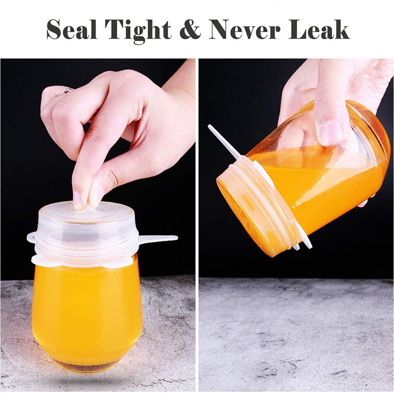 Capace elastice din silicon Pachet de 6 capace reutilizabile de diferite dimensiuni pentru boluri, oale, cești. Set de huse pentru alimente Seal durabile și extensibile