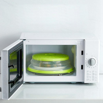 Вентилиран сгъваем капак за микровълнова фурна Устойчив на пръски Капак за чиния за храна Лесна дръжка Дръжка Отвори за парата Подходящо за съдомиялна машина Без BPA