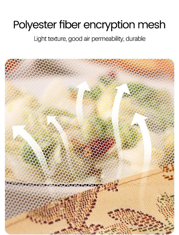 Tolmu- ja kärbsekindel kate majapidamistoiduks Kokkupandav marli hingav tugi Stabiilne splaissitav köögiviljakate