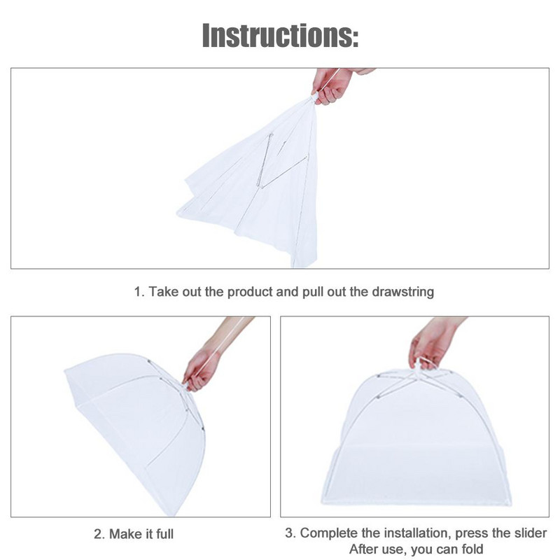 12-tolline toidukate, võrk, kokkupandav eemaldatav pestav kärbeste lauakate, valge kandiline nõude kate vihmavarjuekraaniga telgikomplekt grillimiseks