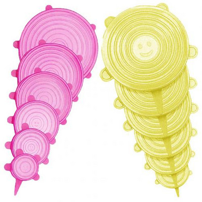 12 buc. Capac elastic din silicon Capace pentru castron Huse reutilizabile pentru alimente Frigider Alimente Cești pentru salată Capac pentru borcane Ustensile de bucătărie