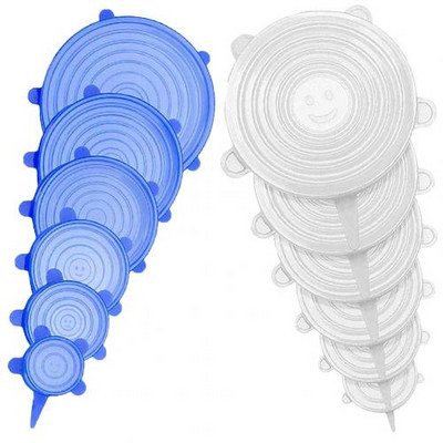 12 buc. Capac elastic din silicon Capace pentru castron Huse reutilizabile pentru alimente Frigider Alimente Cești pentru salată Capac pentru borcane Ustensile de bucătărie