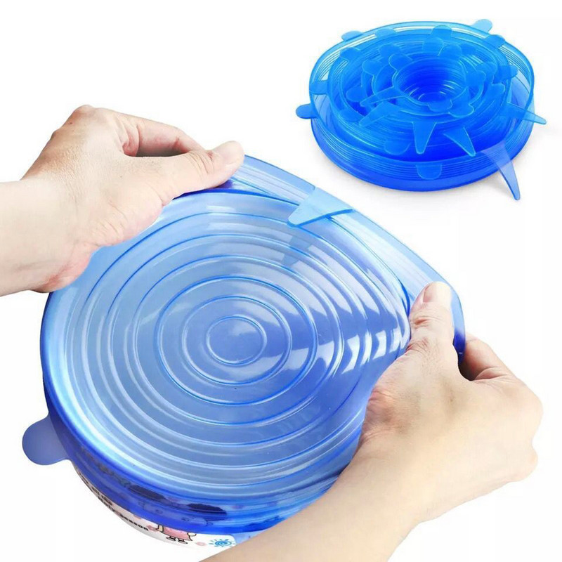 12 buc. Capac elastic din silicon Capace pentru castron Huse reutilizabile pentru alimente Frigider Alimente Cești pentru salată Capac pentru borcane Ustensile de bucătărie