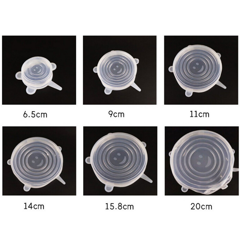 12 buc. Capac elastic din silicon Capace pentru castron Huse reutilizabile pentru alimente Frigider Alimente Cești pentru salată Capac pentru borcane Ustensile de bucătărie