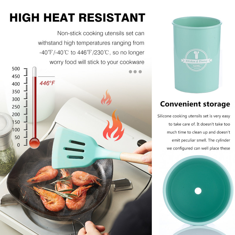 Silikoonist kööginõud kuumuskindlad kööginõud mittenakkuvad kööginõud köögi küpsetusriistad koos hoiukastiga