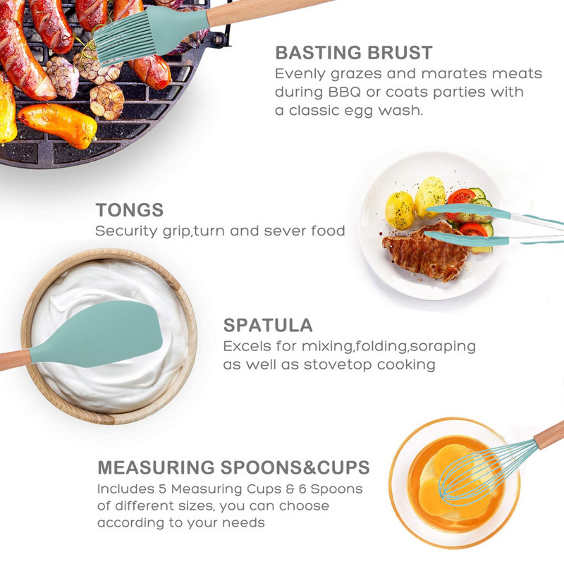 Silikoonist kööginõud kuumuskindlad kööginõud mittenakkuvad kööginõud köögi küpsetusriistad koos hoiukastiga