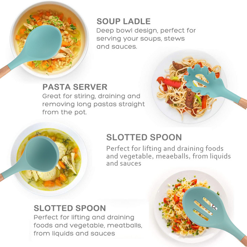 Silikoonist kööginõud kuumuskindlad kööginõud mittenakkuvad kööginõud köögi küpsetusriistad koos hoiukastiga