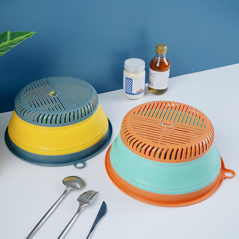 Prašmatnus maisto dangtis Maisto klasės virtuvės kiaurasamtis 2 viename skalbimo vaisiams ir daržovėms virtuvės indų dangtelio kiaurasamtis Atsparus dulkėms