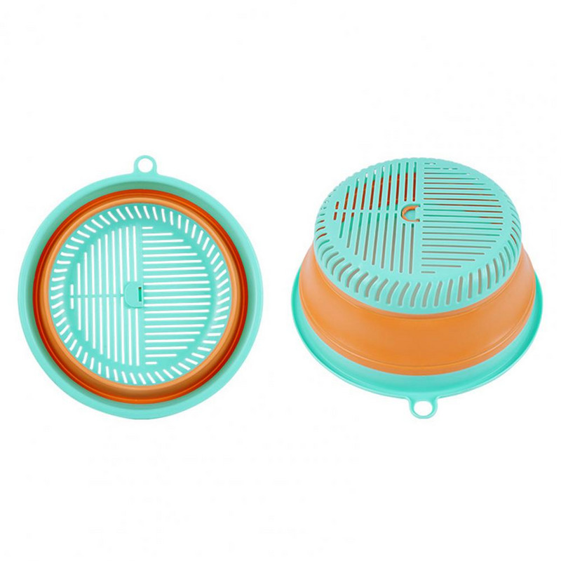 Prašmatnus maisto dangtis Maisto klasės virtuvės kiaurasamtis 2 viename skalbimo vaisiams ir daržovėms virtuvės indų dangtelio kiaurasamtis Atsparus dulkėms