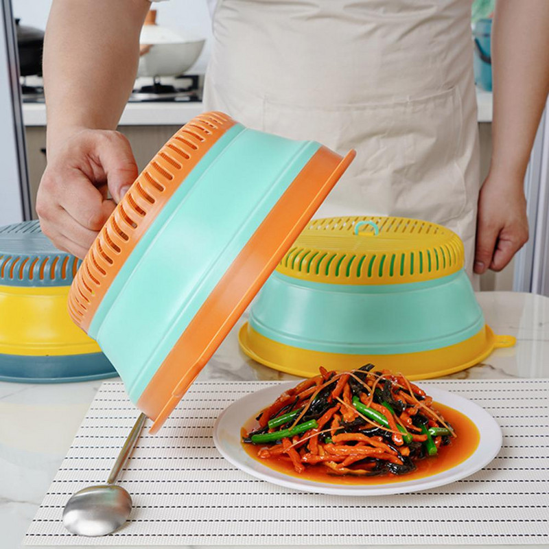 Prašmatnus maisto dangtis Maisto klasės virtuvės kiaurasamtis 2 viename skalbimo vaisiams ir daržovėms virtuvės indų dangtelio kiaurasamtis Atsparus dulkėms