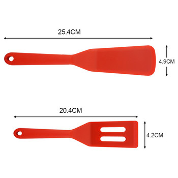 2PCS Комплект силиконова шпатула Шпатула за бисквити Шпатула за пържени яйца Шпатула за пържоли Тиган Малка шпатула Кухненски инструменти Комплект тенджери