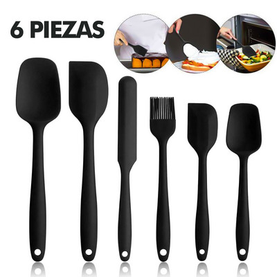 6 tk/komplekt silikoonist köögitarvete köögitarvete komplekt Mittenakkuv köögitarvete spaatliga kühvliga köögiriistade komplekt nr 1