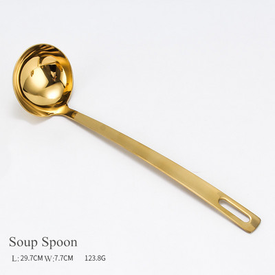 Auksinis nerūdijančio plieno maisto spaustukas sriubos šaukštas kiaurasamtis virimo šaukštas su laikymo stovu prieskonių šaukštas virtuvės reikmenys