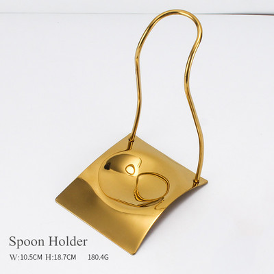 Auksinis nerūdijančio plieno maisto spaustukas sriubos šaukštas kiaurasamtis virimo šaukštas su laikymo stovu prieskonių šaukštas virtuvės reikmenys