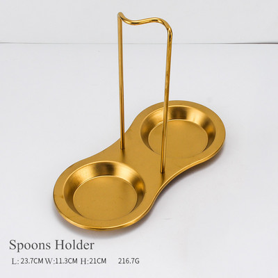 Auksinis nerūdijančio plieno maisto spaustukas sriubos šaukštas kiaurasamtis virimo šaukštas su laikymo stovu prieskonių šaukštas virtuvės reikmenys