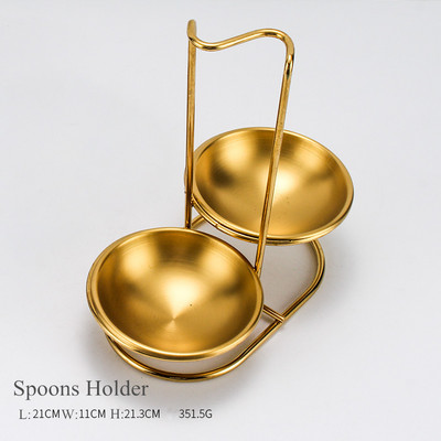 Auksinis nerūdijančio plieno maisto spaustukas sriubos šaukštas kiaurasamtis virimo šaukštas su laikymo stovu prieskonių šaukštas virtuvės reikmenys