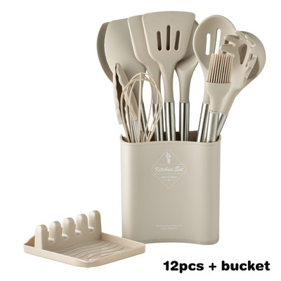 Силиконови кухненски съдове Съдове за готвене Битила за яйца Лопатка Лопата Лъжица Супа Инструмент и джаджи Комплект кухненски прибори Аксесоари