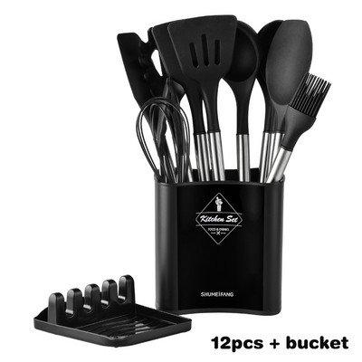 Силиконови кухненски съдове Съдове за готвене Битила за яйца Лопатка Лопата Лъжица Супа Инструмент и джаджи Комплект кухненски прибори Аксесоари