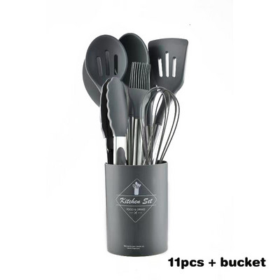 Силиконови кухненски съдове Съдове за готвене Битила за яйца Лопатка Лопата Лъжица Супа Инструмент и джаджи Комплект кухненски прибори Аксесоари