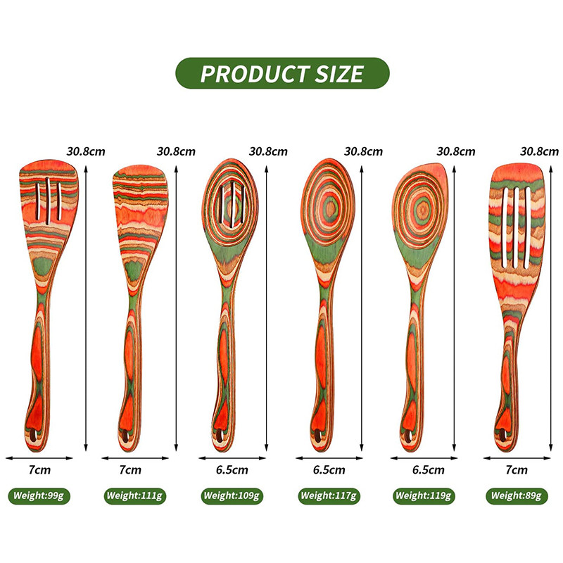 Pakkawood Linguri din lemn pentru gătit Set de ustensile de bucătărie Essentials Lemn pentru servire Spatulă Linguriță Clește pentru salată Scoop Supă Veselă