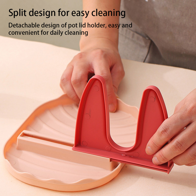 Puodo dangtelio laikiklis Daugkartinio naudojimo organizacinis mentelės stovas, plaunamas lazdelės Laikymas Virtuvės reikmenys Šaukšto poilsio organizatoriaus stovas