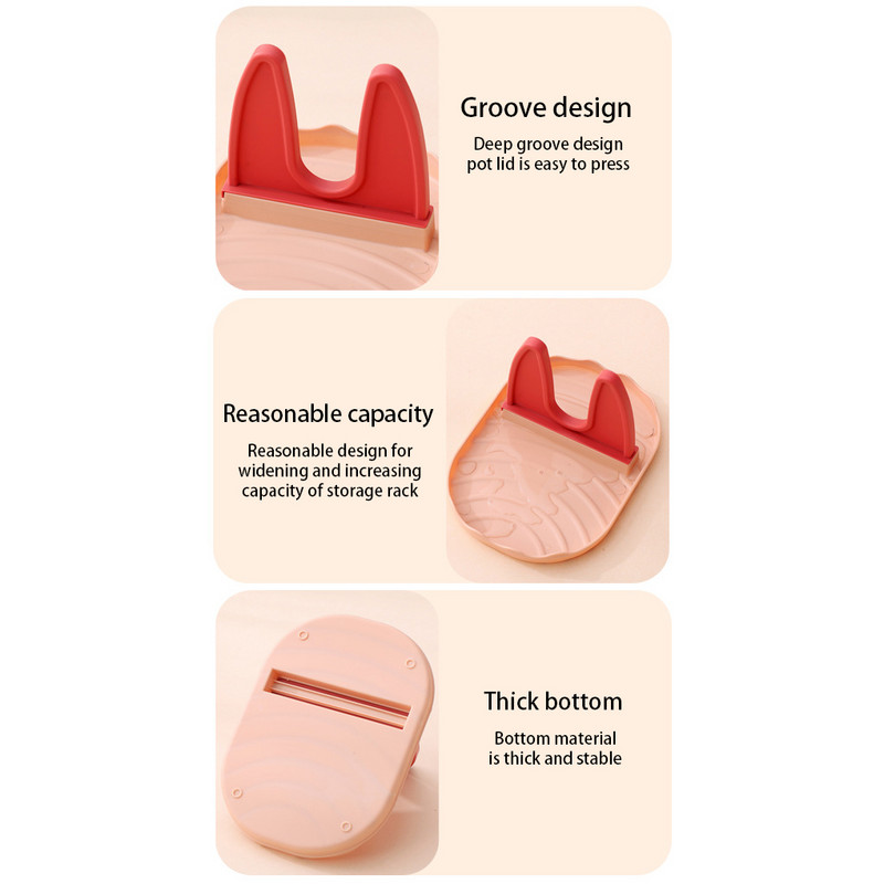 Puodo dangtelio laikiklis Daugkartinio naudojimo organizacinis mentelės stovas, plaunamas lazdelės Laikymas Virtuvės reikmenys Šaukšto poilsio organizatoriaus stovas